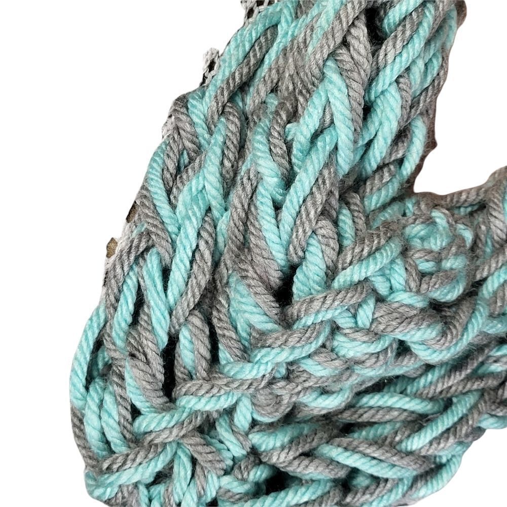 Knitted Braided Mint and Grey Tube Scarf - Picture 2 of 4